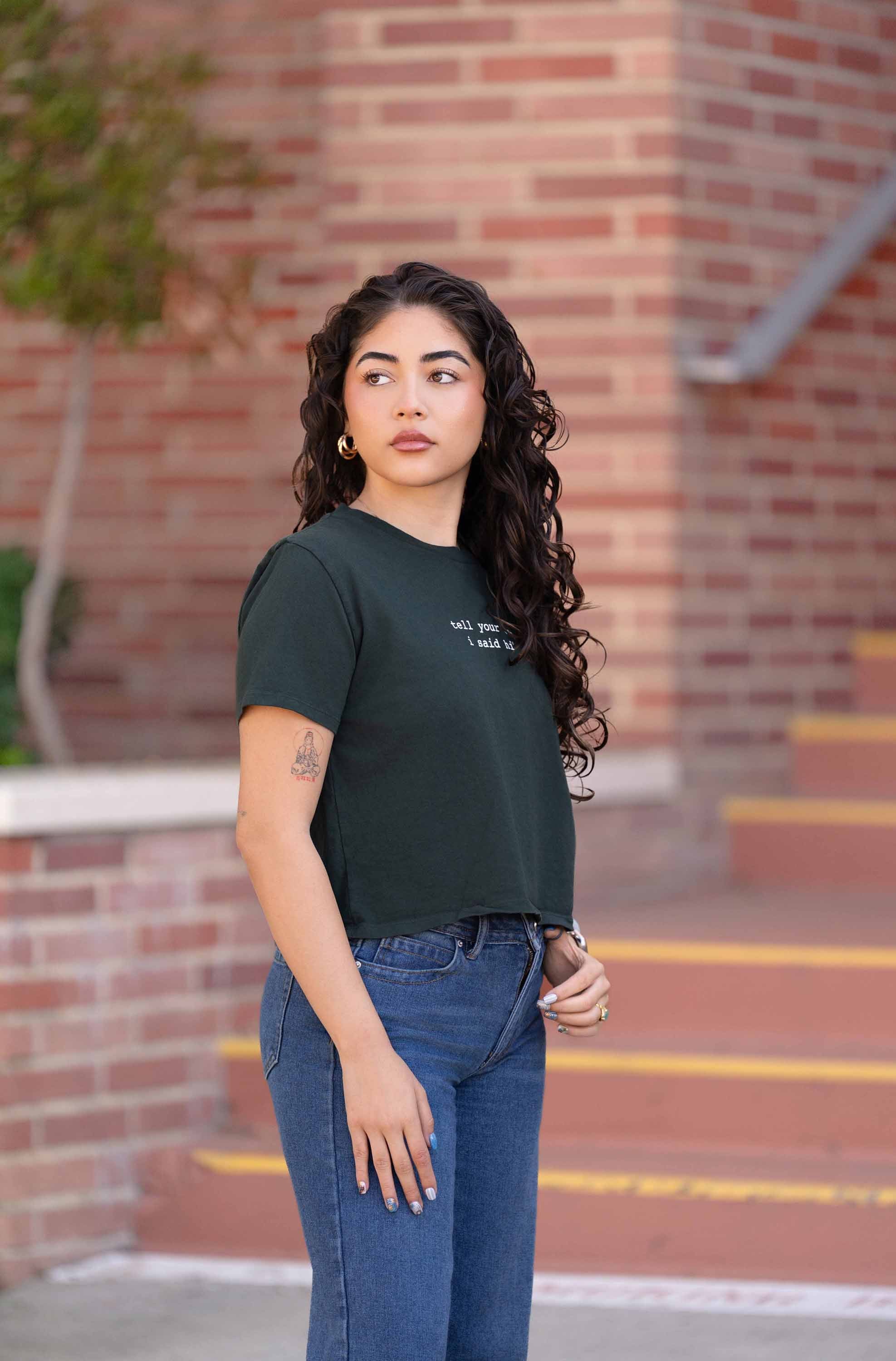 Classic Crop Tee - Dark Green - Image 4